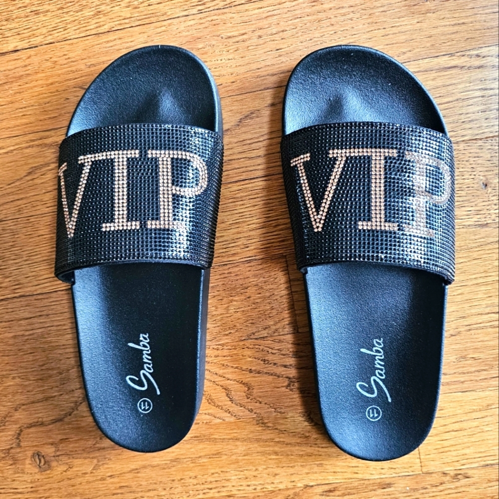 NeW! Samba VIP Women's Bling Slide Sandals